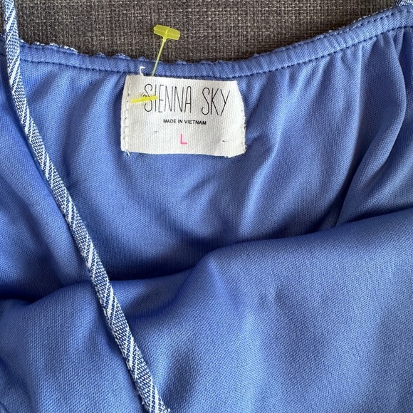 Sienna Sky | Blue and White Pinstriped Wide Leg Jumpsuit |Wide Leg Cami Jumpsuit - Picture 4 of 4